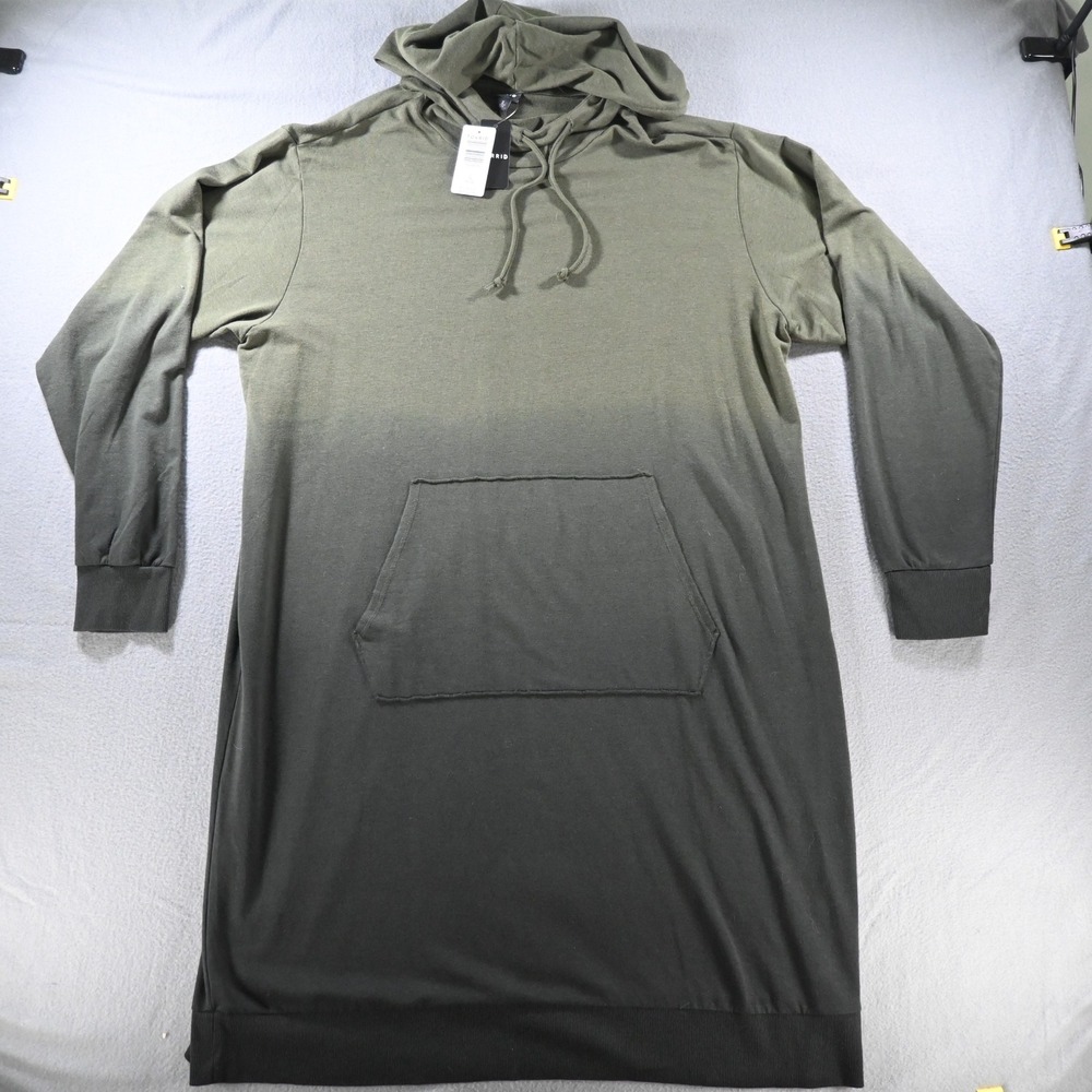Torrid Womens Olive Washed LS French Terr Hoodie Dress 2 2X Olive Green Ombre
